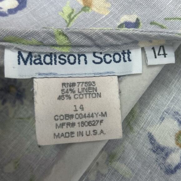 VTG Madison Scott Floral Cotton Blend Nightgown Women's 14 Blue Made in USA - Picture 3 of 5
